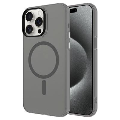 Apple iPhone 15 Pro Max Uyumlu Kılıf Zore M-safe Şarj Özellikli Buzlu Transparan C-Pro Sert Kapak