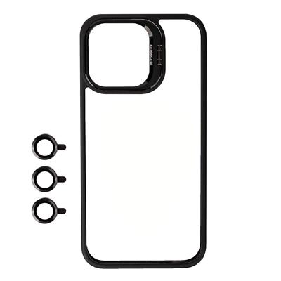 Apple iPhone 15 Pro Uyumlu Kılıf Kamera Lens Korumalı Standlı Zore Klon Lensli Kapak