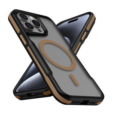 Apple iPhone 15 Pro Uyumlu Kılıf M-safe Şarj Özellikli Renkli Kenar Airbag Şeritli Zore Lamer Kapak