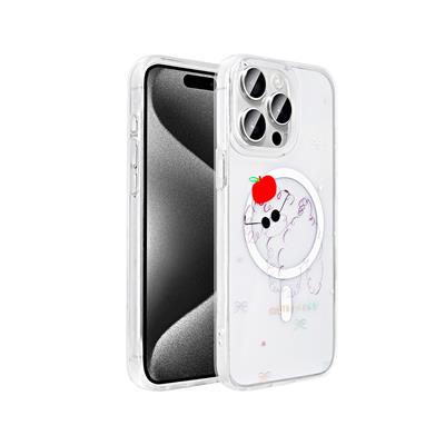 Apple iPhone 15 Pro Uyumlu Kılıf M-Safe Şarj Özellikli Şeffaf Zore Folk Sert Kapak