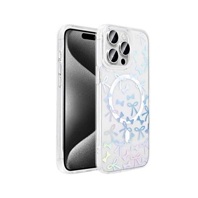 Apple iPhone 15 Pro Uyumlu Kılıf M-Safe Şarj Özellikli Şeffaf Zore Folk Sert Kapak