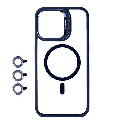 Apple iPhone 15 Pro Uyumlu Kılıf M-safe Şarj Özellikli Standlı Zore M-safe Klon Lensli Kapak