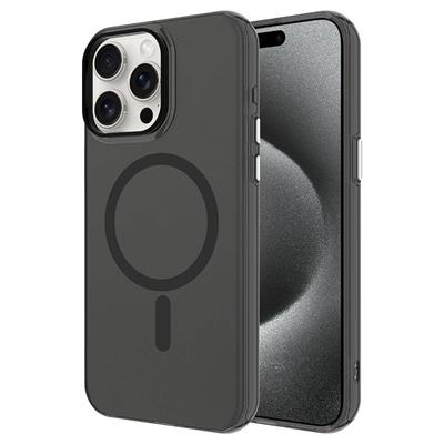 Apple iPhone 15 Pro Uyumlu Kılıf Zore M-safe Şarj Özellikli Buzlu Transparan C-Pro Sert Kapak