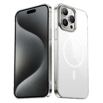 Apple iPhone 15 Pro Uyumlu Kılıf Zore Wireless Şarj Özellikli Şeffaf G-Glass Kapak