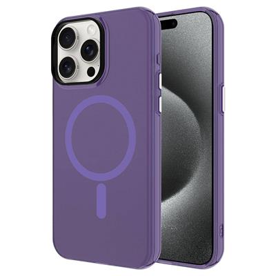 Apple iPhone 15 Pro Uyumlu Kılıf Zore M-safe Şarj Özellikli Buzlu Transparan C-Pro Sert Kapak