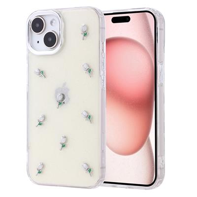 Apple iPhone 15 Uyumlu Kılıf Airbag Tasarımlı Simli Şeffaf Zore Kutup Kapak