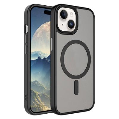 Apple iPhone 15 Uyumlu Kılıf Mat Arka Yüzey Wireless Şarj Özellikli Zore Flet M-safe Kapak