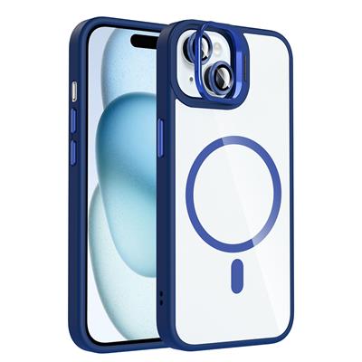 Apple iPhone 15 Uyumlu Kılıf Standlı ve Kamera Lens Hediyeli M-Safe Şarj Özellikli Zore Etro Kapak