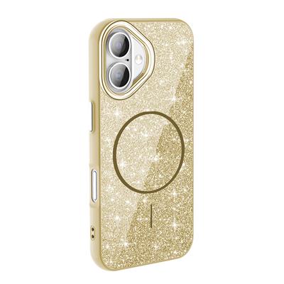 Apple iPhone 16 Plus Uyumlu Kılıf M-safe Şarj Özellikli Parlayan Simli Zore Okso Kapak