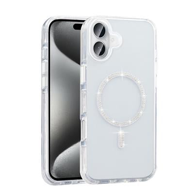 Apple iPhone 16 Plus Uyumlu Kılıf Taşlı Tasarım M-safe Şarj Özellikli Zore Koment Silikon Kapak