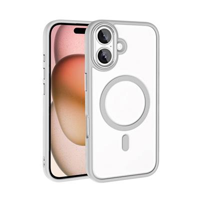 Apple iPhone 16 Plus Uyumlu Kılıf Wireless Şarj Özellikli Zore Krom M-safe Silikon Kapak
