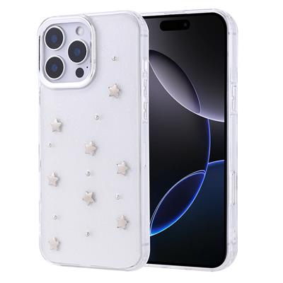 Apple iPhone 16 Pro Max Uyumlu Kılıf Airbag Tasarımlı Simli Şeffaf Zore Kutup Kapak