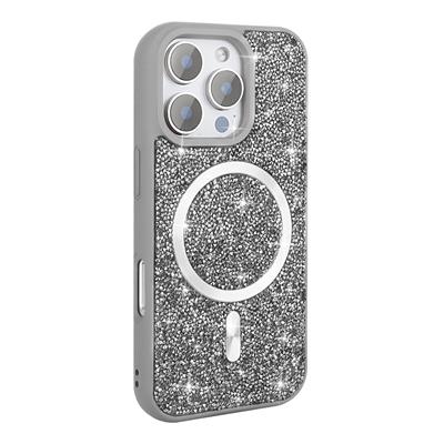 Apple iPhone 16 Pro Max Uyumlu Kılıf Pırlanta Tasarımlı M-safe Şarj Özellikli Zore Mozaik Silikon Kapak