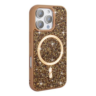 Apple iPhone 16 Pro Max Uyumlu Kılıf Pırlanta Tasarımlı M-safe Şarj Özellikli Zore Mozaik Silikon Kapak