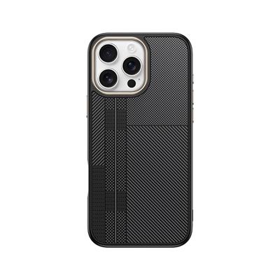 Apple iPhone 16 Pro Uyumlu Kılıf M-safe Şarj Özellikli Karbon Fiber Görünümlü Zore Antina Kapak