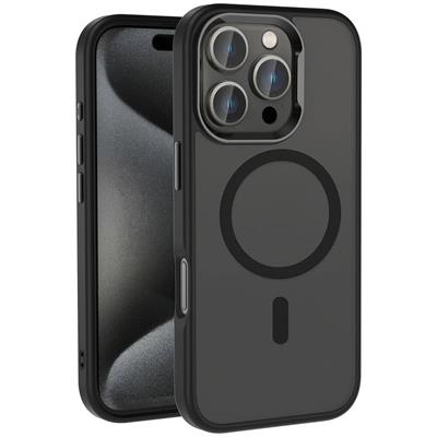 Apple iPhone 16 Pro Uyumlu Kılıf M-safe Şarj Özellikli Parlak Kamera Çerçeveli Zore Kost Kapak