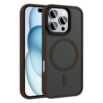 Apple iPhone 16 Pro Uyumlu Kılıf Mat Arka Yüzey Wireless Şarj Özellikli Zore Flet M-safe Kapak