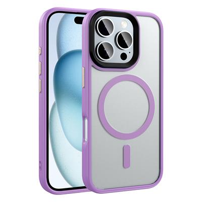 Apple iPhone 16 Pro Uyumlu Kılıf Mat Arka Yüzey Wireless Şarj Özellikli Zore Flet M-safe Kapak