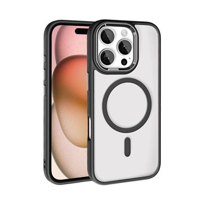 Apple iPhone 16 Pro Uyumlu Kılıf Wireless Şarj Özellikli Zore Krom M-safe Silikon Kapak