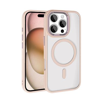 Apple iPhone 16 Pro Uyumlu Kılıf Wireless Şarj Özellikli Zore Krom M-safe Silikon Kapak