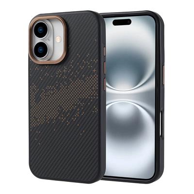 Apple iPhone 16 Uyumlu Kılıf M-safe Şarj Özellikli Karbon Fiber Tasarımlı Zore Vave Kapak