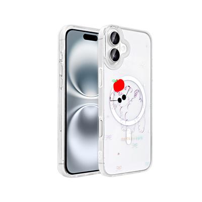 Apple iPhone 16 Uyumlu Kılıf M-Safe Şarj Özellikli Şeffaf Zore Folk Sert Kapak