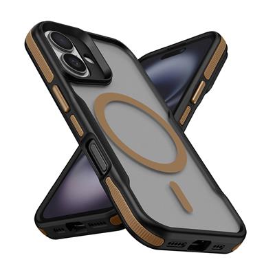 Apple iPhone 16 Uyumlu Kılıf M-safe Şarj Özellikli Renkli Kenar Airbag Şeritli Zore Lamer Kapak