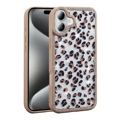 Apple iPhone 16 Uyumlu Kılıf Taşlı ve Simli Tasarım Zore Azra Kapak
