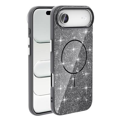 Apple iPhone 17 Air Kılıf M-safe Şarj Özellikli Parlayan Simli Zore Okso Kapak