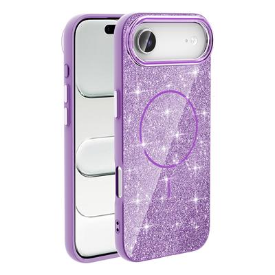 Apple iPhone 17 Air Kılıf M-safe Şarj Özellikli Parlayan Simli Zore Okso Kapak