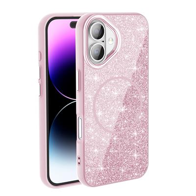 Apple iPhone 17 Kılıf M-safe Şarj Özellikli Parlayan Simli Zore Okso Kapak