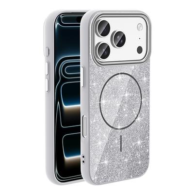 Apple iPhone 17 Pro Max Kılıf M-safe Şarj Özellikli Parlayan Simli Zore Okso Kapak