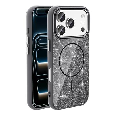 Apple iPhone 17 Pro Max Kılıf M-safe Şarj Özellikli Parlayan Simli Zore Okso Kapak