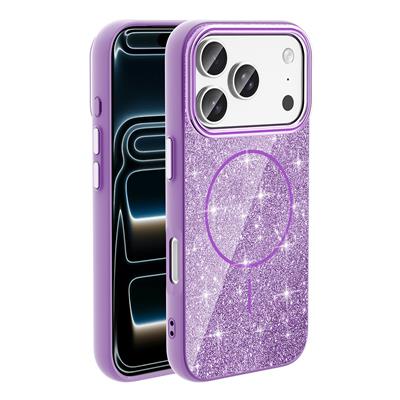 Apple iPhone 17 Pro Max Kılıf M-safe Şarj Özellikli Parlayan Simli Zore Okso Kapak