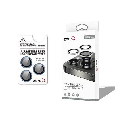 Apple iPhone 17 Pro Max Zore CL-12 Premium Safir Parmak İzi Bırakmayan Anti-Reflective Kamera Lens Koruyucu