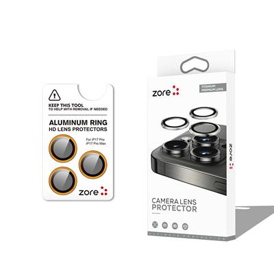 Apple iPhone 17 Pro Zore CL-12 Premium Safir Parmak İzi Bırakmayan Anti-Reflective Kamera Lens Koruyucu