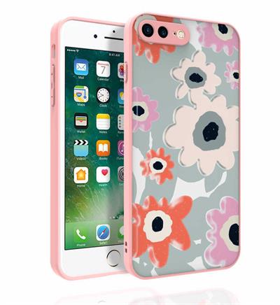 Apple iPhone 7 Plus Uyumlu Kılıf Desenli Kamera Korumalı Parlak Zore Nora Kapak