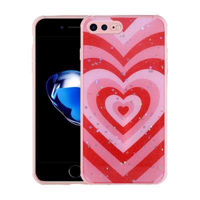 Apple iPhone 7 Plus Uyumlu Kılıf Simli Desenli Kamera Korumalı Parlak Zore Popy Kapak