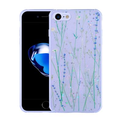 Apple iPhone 7 Uyumlu Kılıf Simli Desenli Kamera Korumalı Parlak Zore Popy Kapak