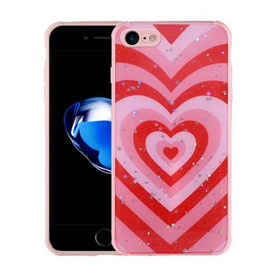 Apple iPhone 7 Uyumlu Kılıf Simli Desenli Kamera Korumalı Parlak Zore Popy Kapak