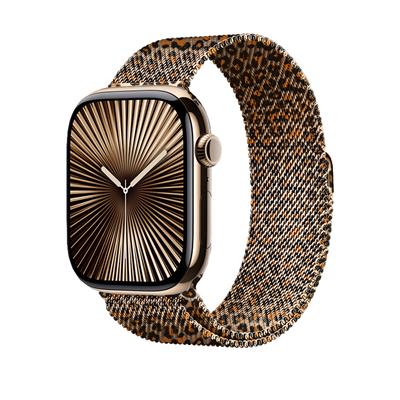 Apple Watch 42mm Zore KRD-01 Leopar Desenli Metal Kordon