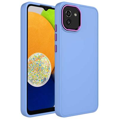 Galaxy A03 Uyumlu Kılıf Metal Çerçeve ve Buton Tasarımlı Silikon Zore Luna Kapak