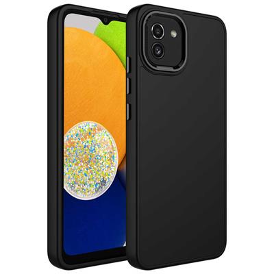 Galaxy A03 Uyumlu Kılıf Metal Çerçeve ve Buton Tasarımlı Silikon Zore Luna Kapak