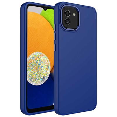 Galaxy A03 Uyumlu Kılıf Metal Çerçeve ve Buton Tasarımlı Silikon Zore Luna Kapak