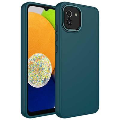 Galaxy A03 Uyumlu Kılıf Metal Çerçeve ve Buton Tasarımlı Silikon Zore Luna Kapak