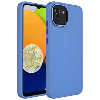 Galaxy A03 Uyumlu Kılıf Metal Çerçeve ve Buton Tasarımlı Silikon Zore Luna Kapak