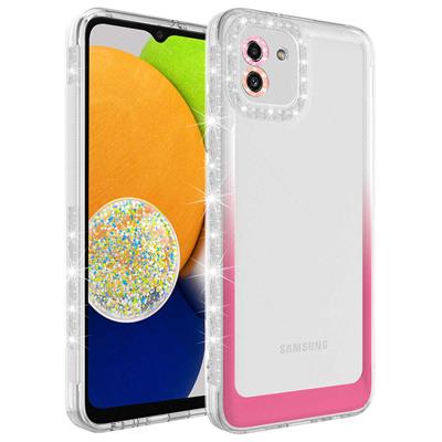 Galaxy A03 Uyumlu Kılıf Simli ve Renk Geçiş Tasarımlı Lens Korumalı Zore Park Kapak