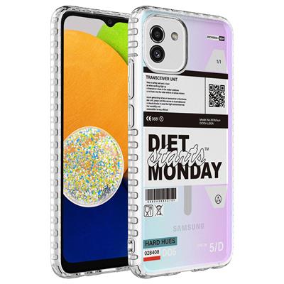 Galaxy A04 Uyumlu Kılıf Airbag Kenarlı Renkli Desenli Silikon Zore Elegans Kapak