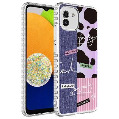 Galaxy A04 Uyumlu Kılıf Airbag Kenarlı Renkli Desenli Silikon Zore Elegans Kapak