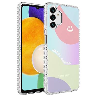 Galaxy A04S Uyumlu Kılıf Airbag Kenarlı Renkli Desenli Silikon Zore Elegans Kapak